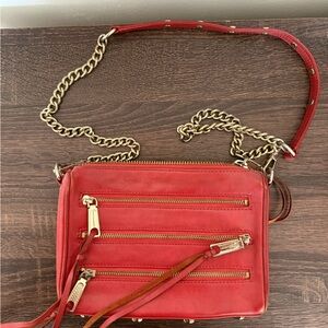 Red Leather Rebecca Minkoff Chain Strap Bag